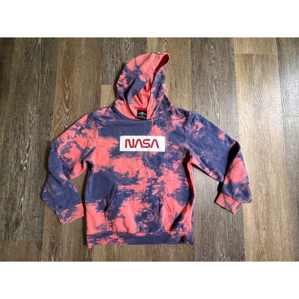 Aldrin Family Foundation NASA Hoodie‎ Youth Medium Pink Blue Tie Dye Pullover